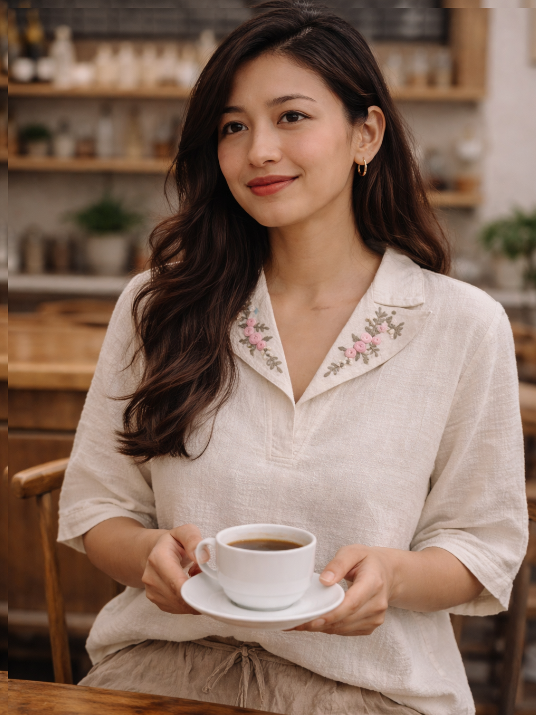 Aroha Nayeli – Hand Embroidered Kala Cotton White Shirt