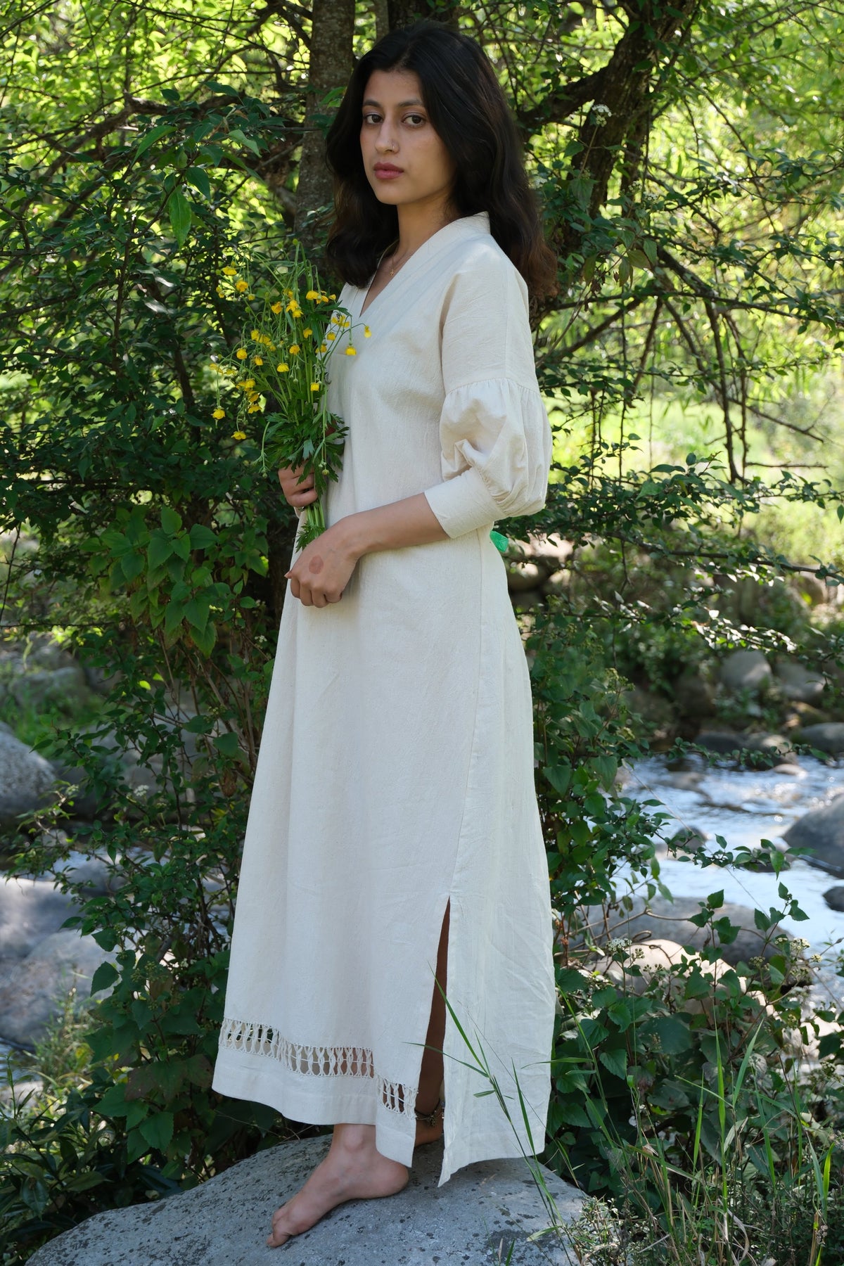 Long White Beach White Linen Summer Dress Aroha Maelin – White