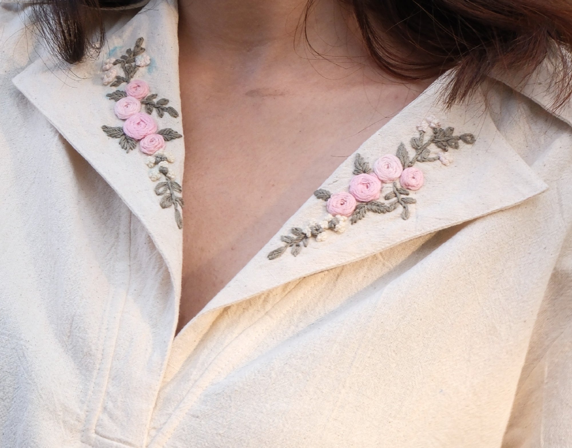 Aroha Nayeli – Hand Embroidered Kala Cotton White Shirt